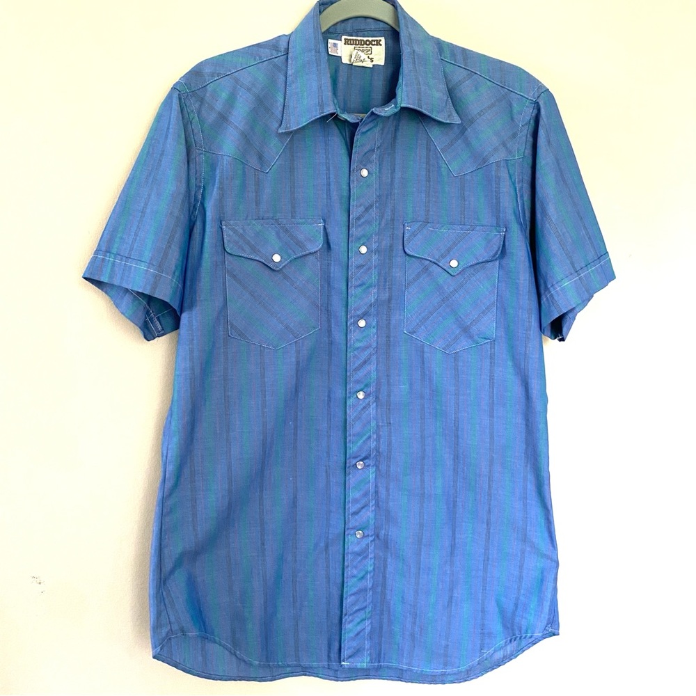 Ruddock | Western striped pearl snap short sleeve shirt